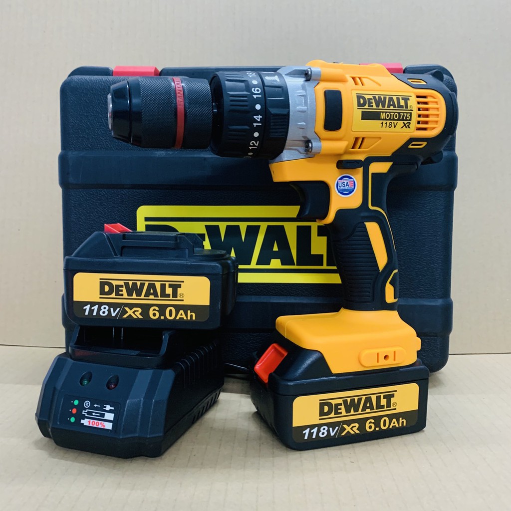 Máy Khoan Pin cầm tay 118v DEWALT Có búa, Động cơ 775 - khoan bê tông - khoan tường - bắn vít