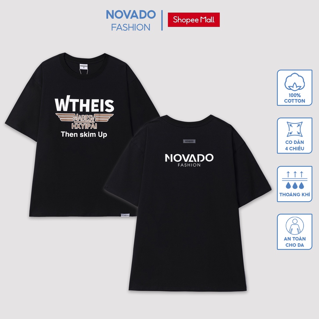 Áo Phông Tay Lỡ Unisex Locad Brand Novado Fashion Wtheis Cotton 4 Chiều Form Rộng Nam /Nữ Thoáng Mát Đen N8Đ-WT