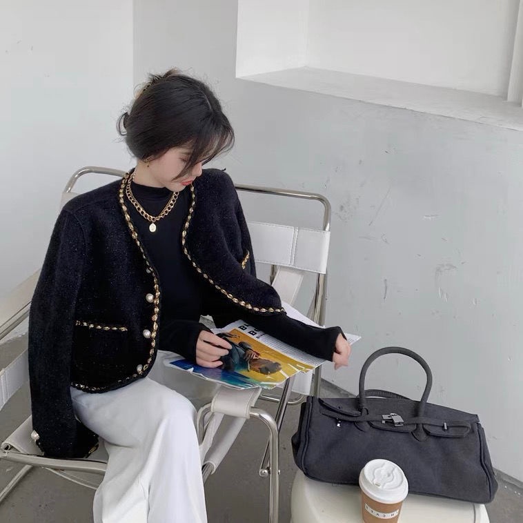 Áo khoác dáng ngắn phong cách retro trưởng thành thời trang thu đông đi làm dành cho nữ