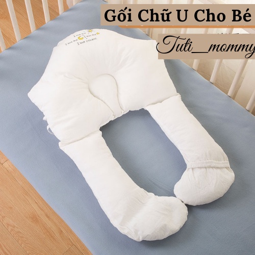 Gối Ôm Chữ U Cho Bé Chống Méo Đầu, Giật Mình Chất Cotton Siêu Mềm Mát