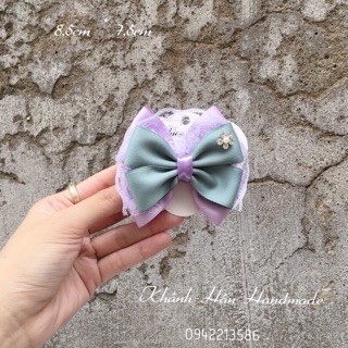 Kẹp tóc nơ màu xanh tím handmade size 12cm * 9cm cho bé gái ( ảnh thật )