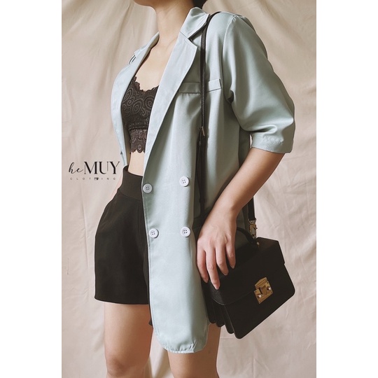 Áo khoác VEST / Blazer xanh tay lỡ mã HM01 - SIÊU PHẨM (ảnh thật)