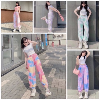 Set áo croptop body + jogger tiedye / set thể thao quần bom