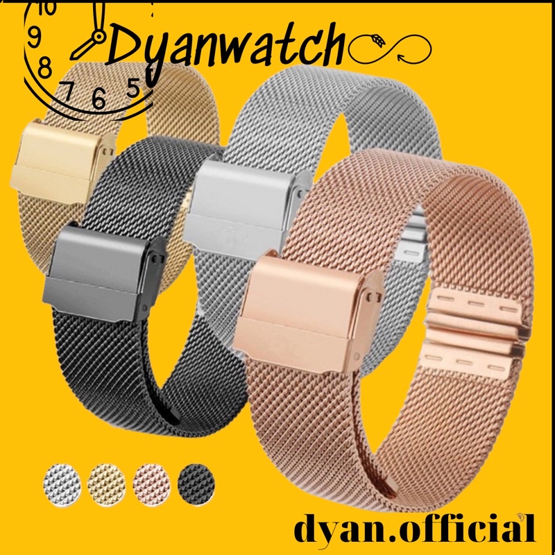 Dây đồng hồ đeo tay thép lưới DW , dây đồng hồ mi band 4 chống phai màu size 16mm 18mm 20mm 22mm