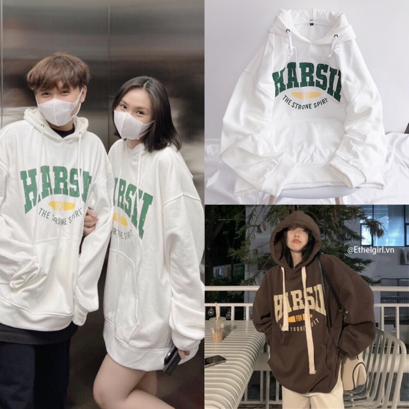Áo Nỉ Mũ Hoodie HAR Chất Nỉ Ngoại  Dày Dặn Form Rộng Tay Phồng-Unisex Nam Nữ( Hàng Sẵn)