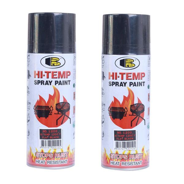 Chai xịt chống cháy, chịu nhiệt độ cao  Bosny Hi-Temp Spray Paint màu đen mờ 1200/sơn pô xe máy, xe ô tô, bếp ga, ống kh