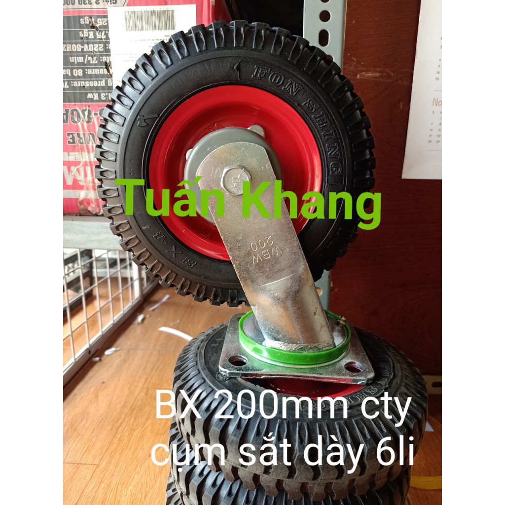 Bánh xe đẩy hàng 200mm cao su đặc chịu tải cực tốt giá 1 cái