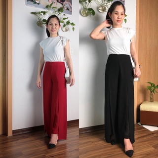 Quần ống rộng☑️ [HÀNG THIẾT KẾ FULL SIZE]☑️quan☑️quần xẻ tà 2 lớp lưng cao chất vải mềm mịn mát