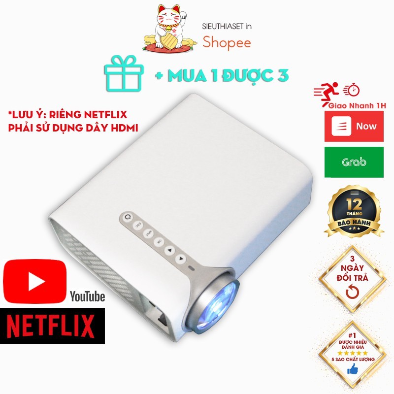 Máy Chiếu Mini YG530 Kết Nối Không Dây Qua Wifi Có Cổng Cắm HDMI+VGA Nhập Khẩu Chính Hãng Nguyên Chiếc Bảo Hành 12 Tháng