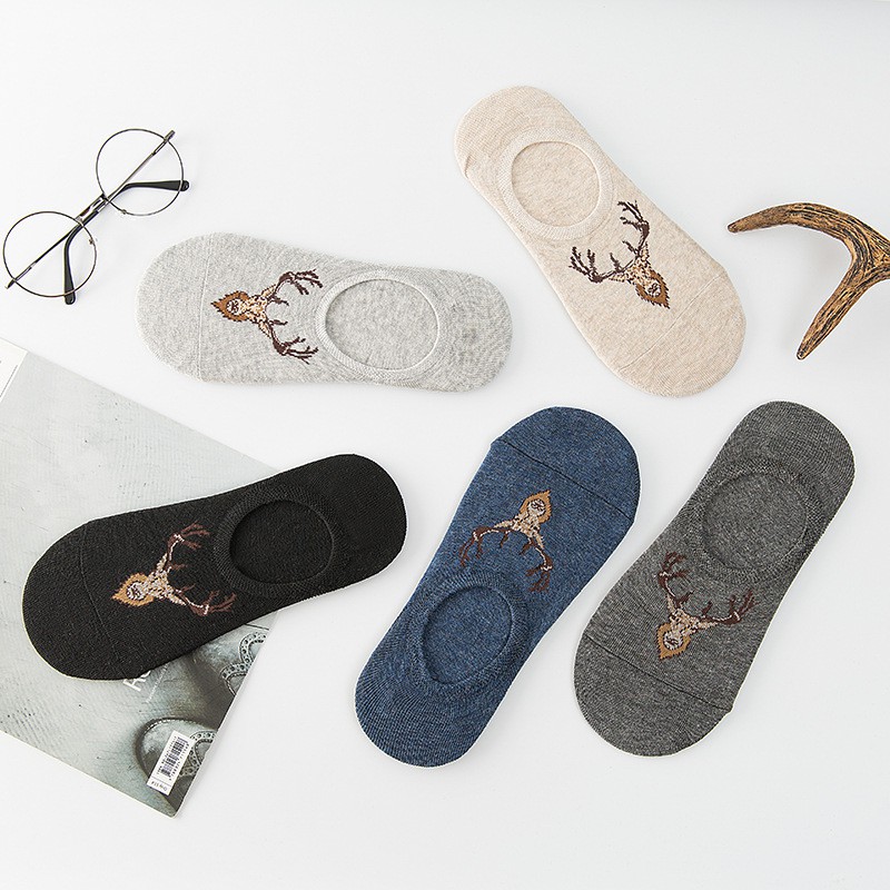 Set 5 Tất lười nam chống trượt Combo 5 Vớ ẩn nam Màu trơn Cotton