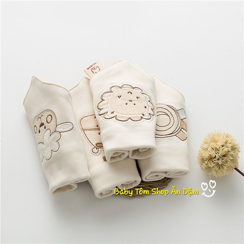 Khăn yếm hữu cơ organic cúc bấm mềm mịn và an toàn cho bé,Baby Tôm, yếm tam giác, yếm hữu cơ cho bé