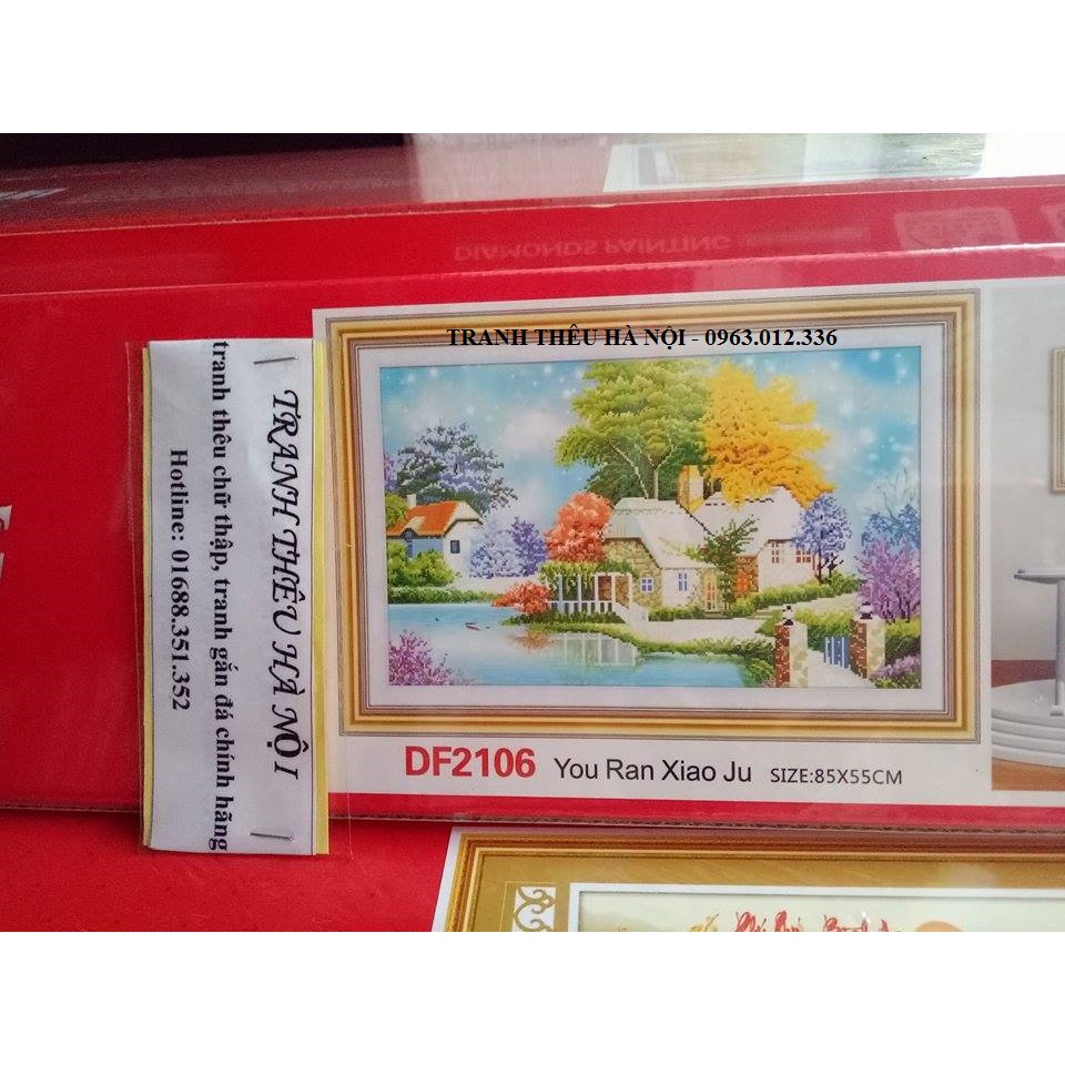 Tranh đính đá Ngôi nhà mùa xuân DF2106-85x55cm