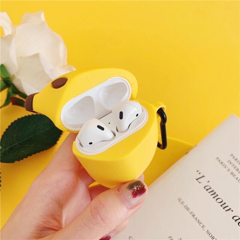 Túi đựng AirPods 1 &amp; 2 Silicone kèm móc JM FR02 hình Quả chuối vàng