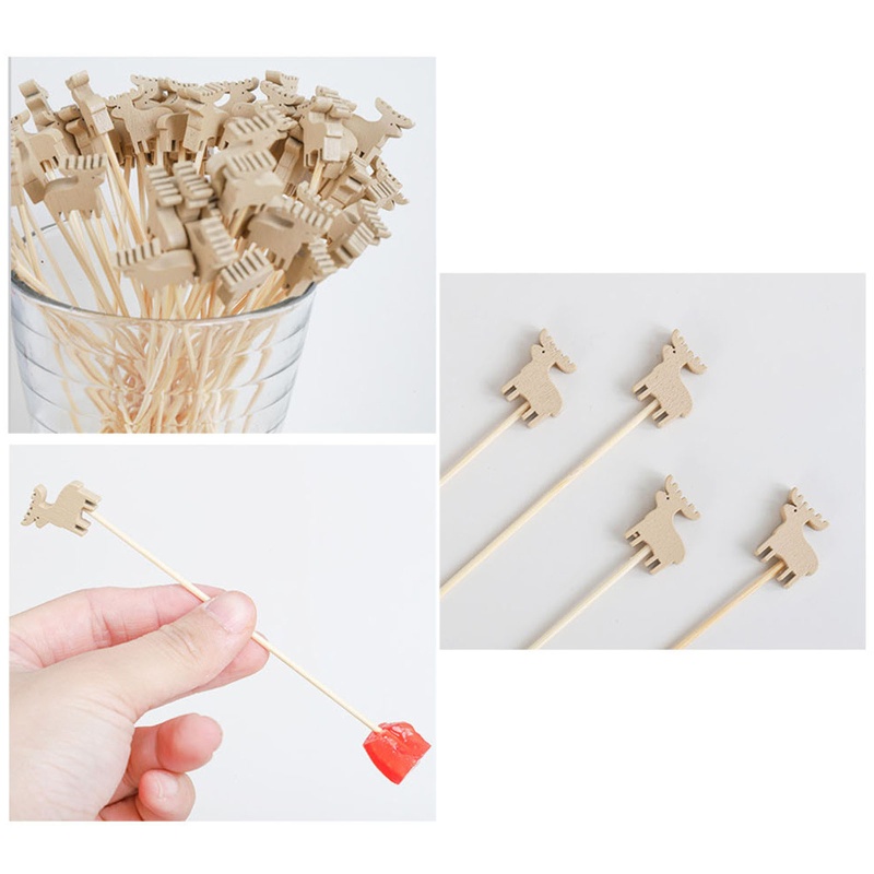 Set 100 Nĩa Tre Ăn Món Tráng Miệng / Hoa Quả Đa Năng Hình Nai Sừng Tấm