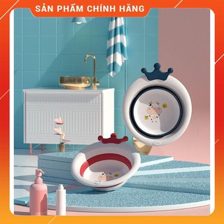 Chậu Rửa Mặt Gấp Gọn ❤️FREESHIP❤️Cho Bé Cao Cấp Kèm Hình Vương Miện Cho Trẻ Sơ Sinh Siêu Tiện Lợi 38.5*31*11cm❤️MOMOMART
