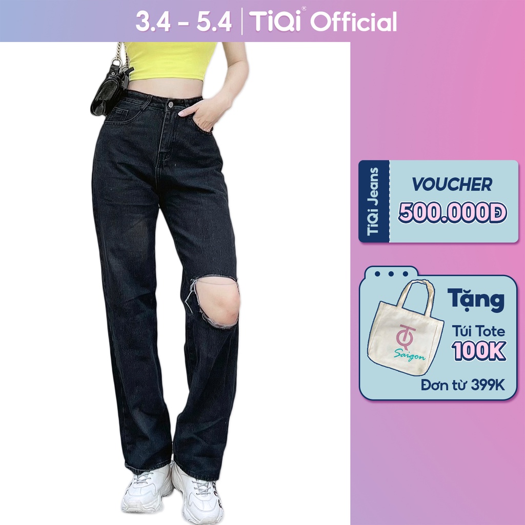 Quần jean ống rộng nữ màu đen TiQi Jeans cao cấp B2-201