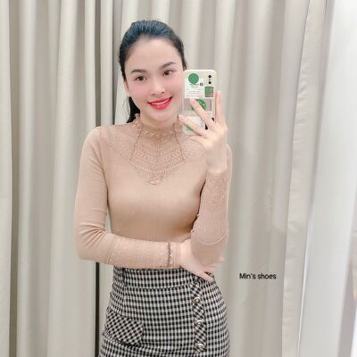 Min's Shoes - Áo Giữ Nhiệt Nữ Phối Ren Thời Trang Chất Dày Dặn Áo 442