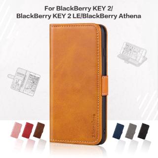 Bao da điện thoại nắp gập từ tính dạng ví có ngăn đựng thẻ sang trọng thời trang cho BlackBerry Key 2 Key 2LE Athena