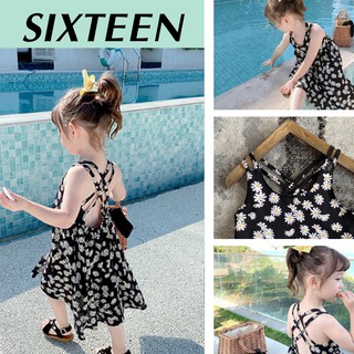Váy Bé Gái Họa Tiết, Váy Hoa Nhí Hoa Cúc Xinh Xắn Đáng Yêu Cho Bé Đi Biển, Dạo Phố SIXTEEN.