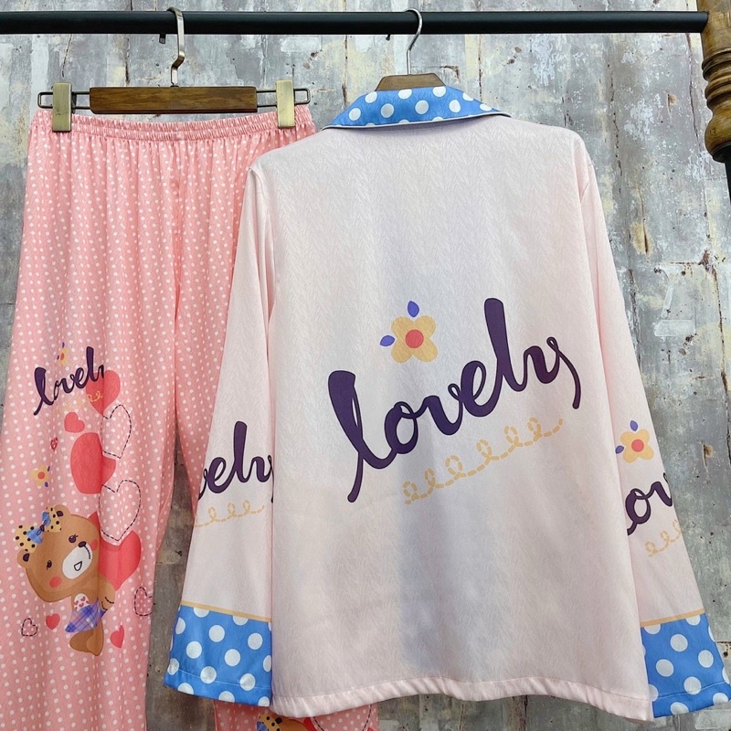 PIJAMA LỤA XƯỚC CAO CẤP QUẢNG CHÂU CARO THỎ