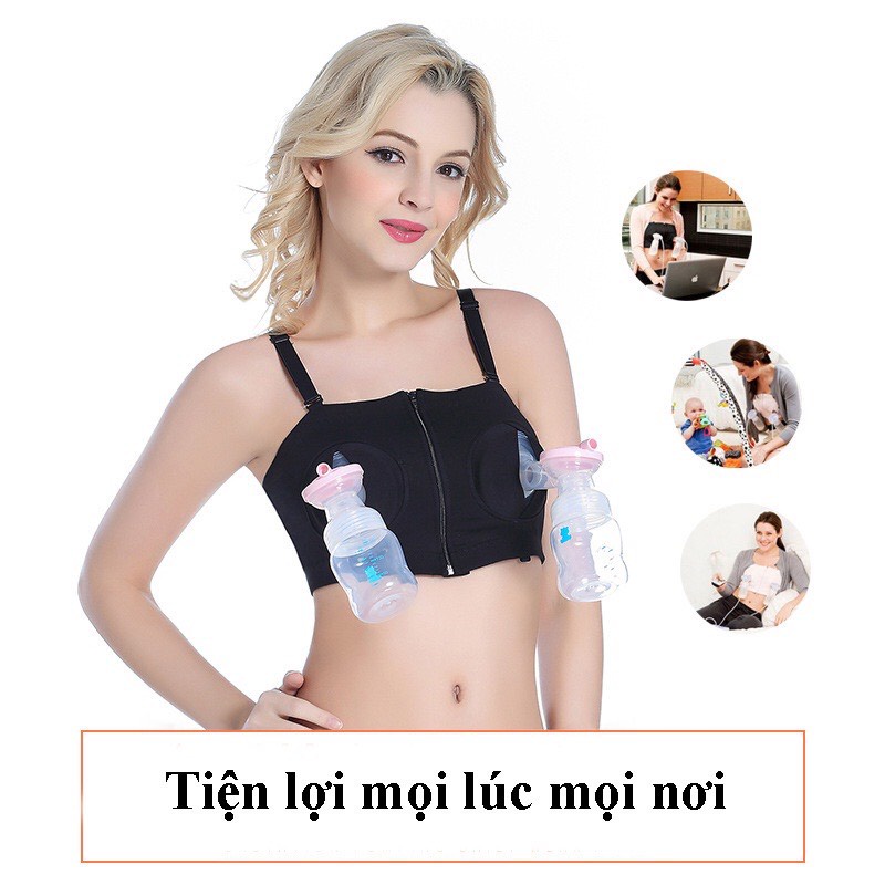 Áo hút sữa rảnh tay tặng kèm dây - Áo hút sữa cotton co giãn 4 chiều freesize có khuy cài, ôm gọn bầu ngực