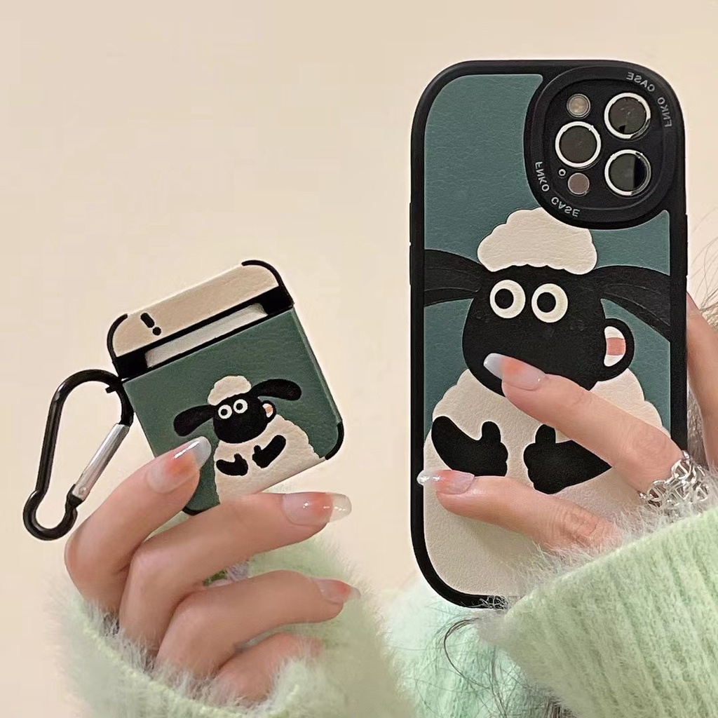 Ốp Điện Thoại Da Hình Cửa Hàng Hoa Lily / Cừu Xanh Lá Cho iPhone 11 12 13 14 Pro Max 7Plus 8 Plus X XS XR