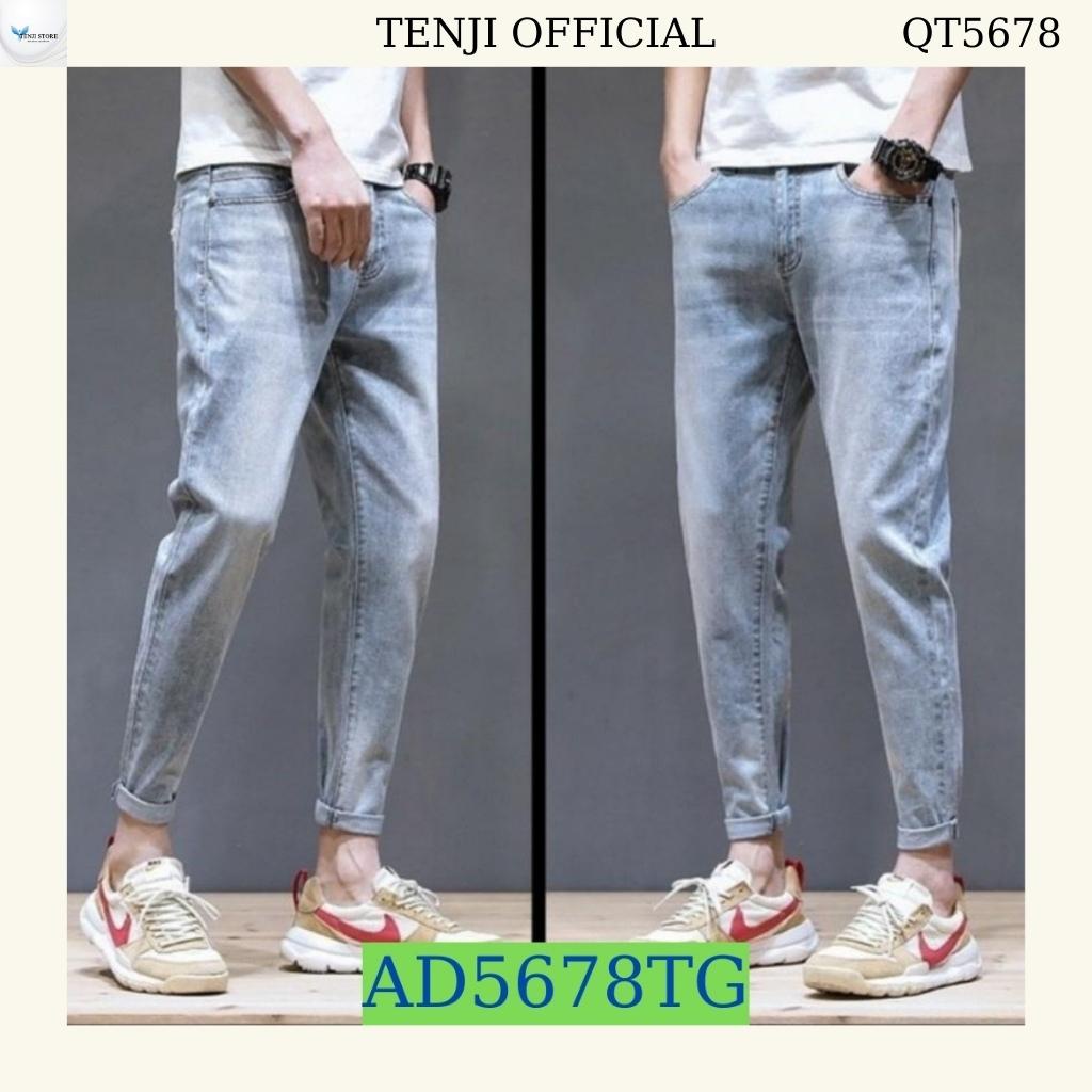Quần jean nam xanh nhạt chất bò cao cấp trẻ trung cá tính co giãn vải dày đẹp mẫu mới QJ338 TENJI OFFICIAL