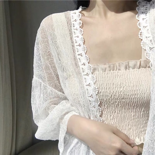 Áo khoác cardigan Dáng Dài Ren Mỏng Chất Đẹp Quảng Châu T2C2