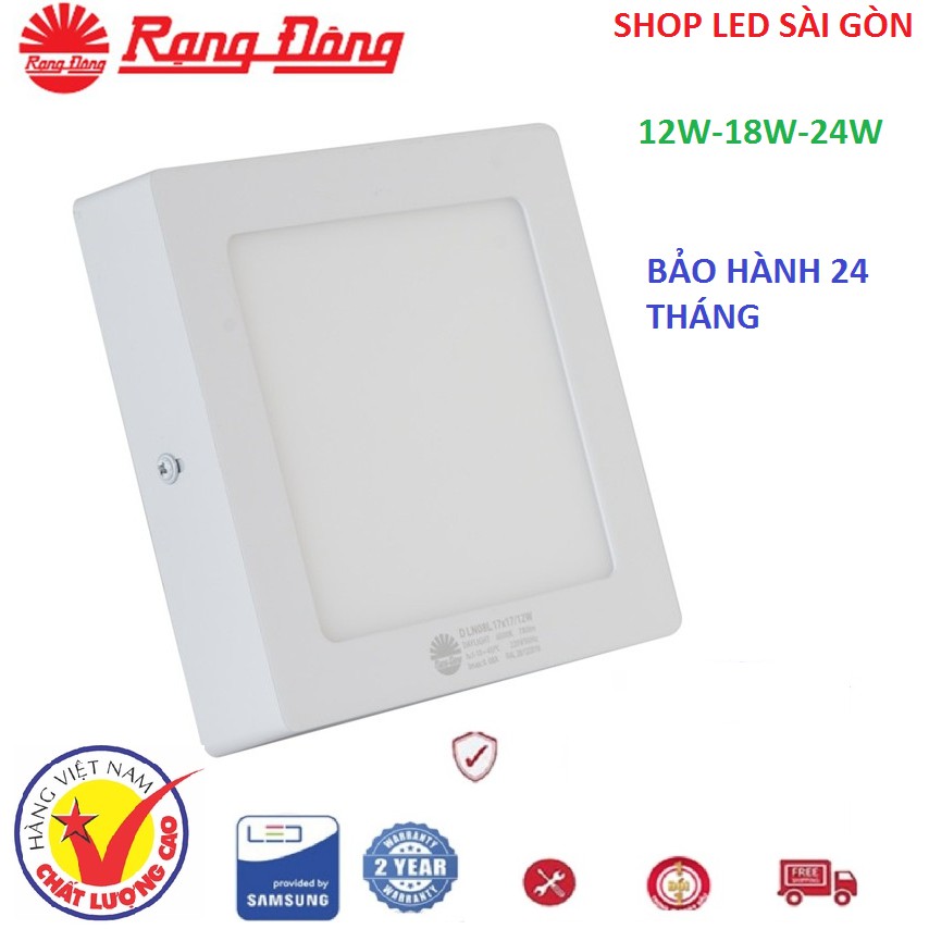 Đèn LED ốp nổi trần TRÒN LN09, VUÔNG LN08 Rạng Đông 12W, 18W, 24W