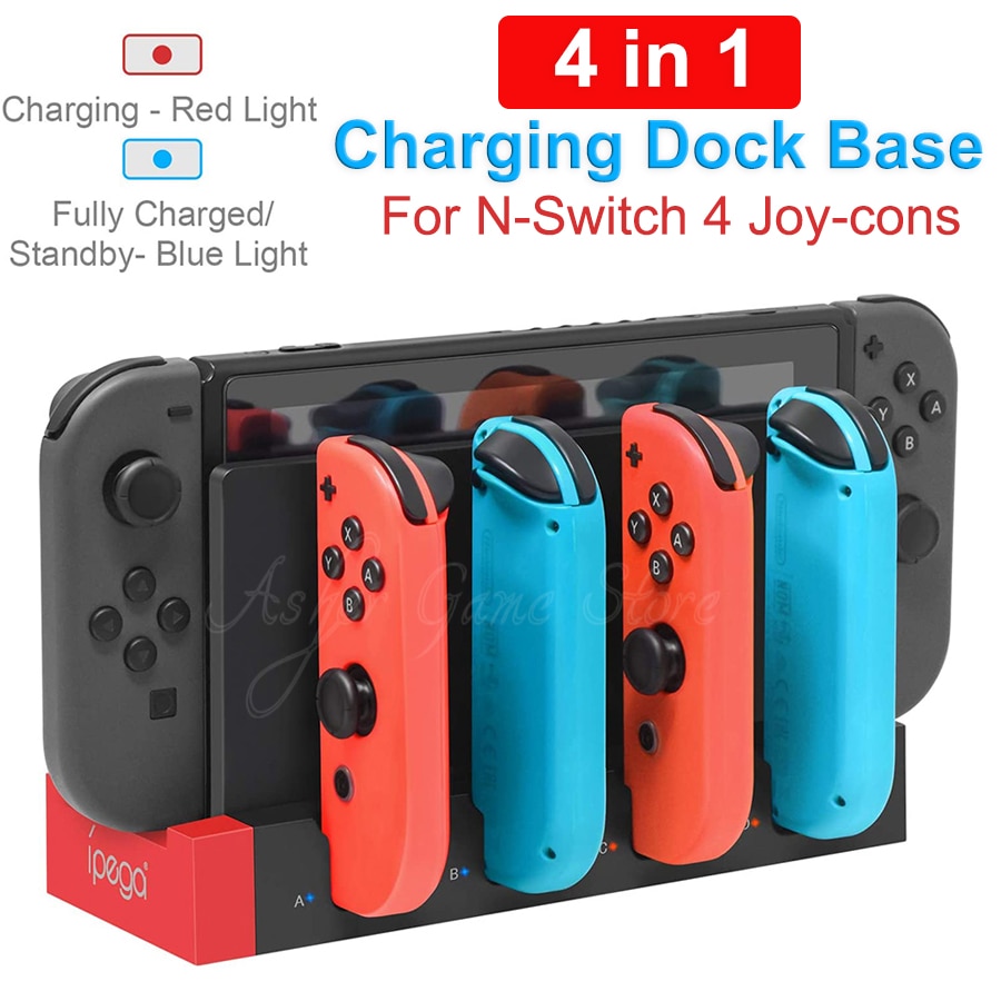 4 trong 1 Nintendo Switch Joycon Sạc Đế Sạc Đế Docking Station Đèn LED cho NS Switch Joy Con