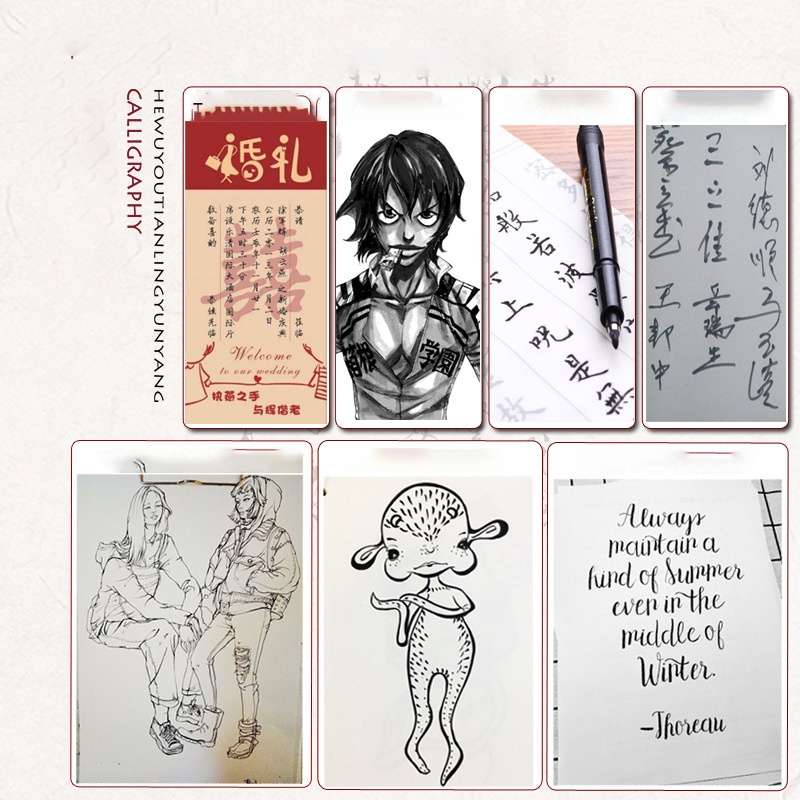 Bút brush Baoke B15 viết calligraphy nét thanh nét đậm, thư pháp ngòi cọ lông