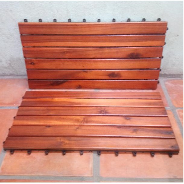 sàn gỗ tự nhiên vỉ nhựa ngoài trời, luxury- 60 cm , nâu đỏ.