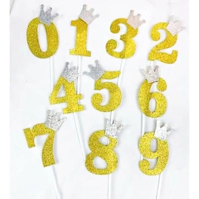 phụ kiện bánh kem [FREESHIP❤️] bộ 50 số vương miện vàng đủ số
