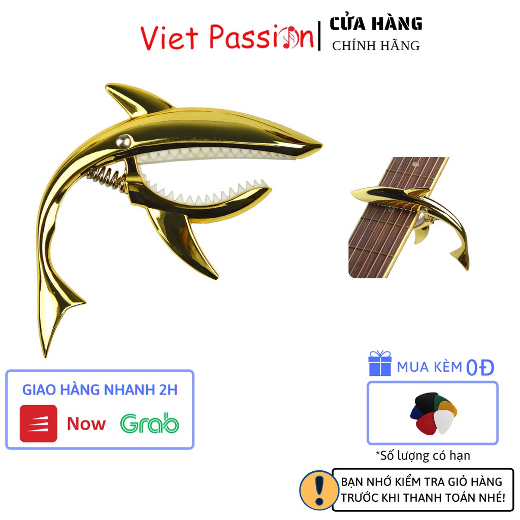 Capo guitar cá mập màu vàng cho đàn guitar classic acoustic cao cấp VietPassion