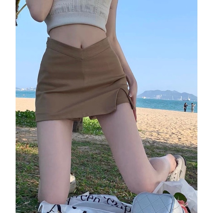 ✅ Chân váy lưng chữ V xẻ đùi tôn dáng