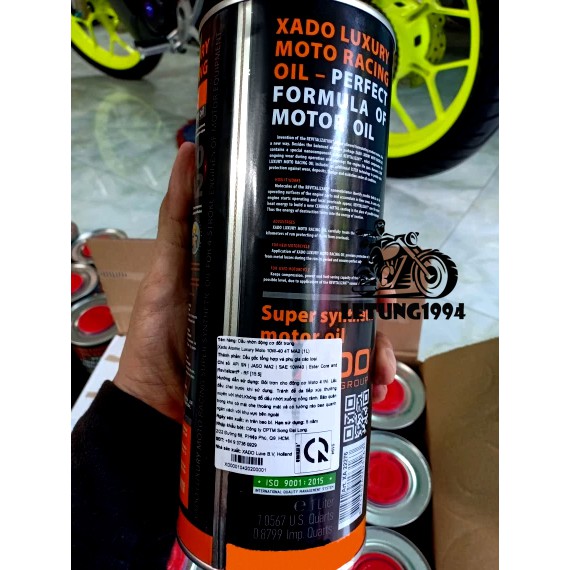 Nhớt Xado racing V3.0 RF 22.2 10w40 chính hãng nhập khẩu từ Holland EU-phụ gia revitalizant phục hồi-full tổng hợp 1 Lít