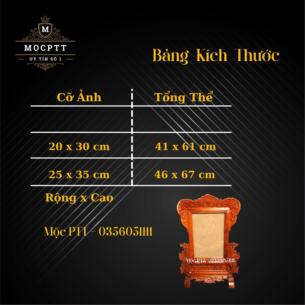 Khung Ảnh Thờ chiện Mai khung Trơn gỗ Hương kích thước 20 x 30 cm và 25 x 35 cm đồ dùng phòng thờ