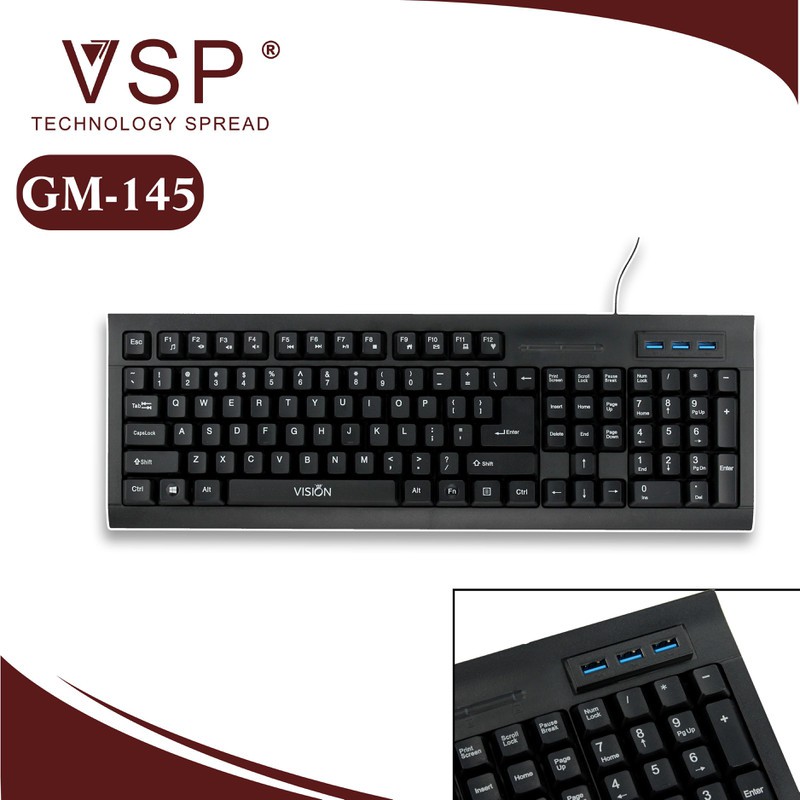 Phím GM-145 Tích Hợp 3 Cổng USB Và Multimedia