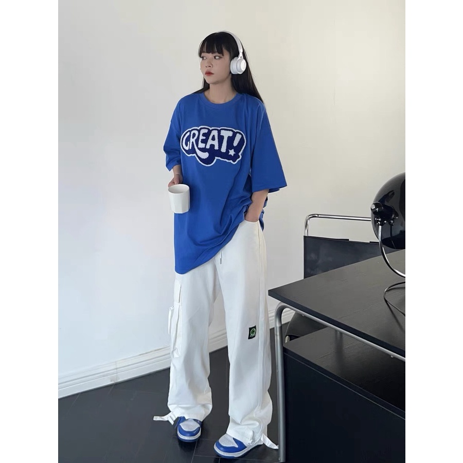 Áo Thun Tay Lỡ GREAT Nam Nữ Ulzzang Unisex BOM HOUSE Chất Liệu Cotton