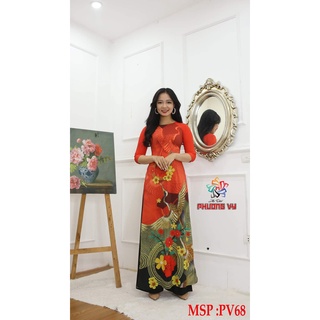ÁO DÀI may sẵn hoa nhí kèm quần