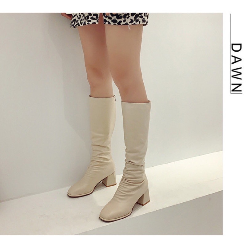 [Sẵn 38] Boots nhăn Ulzzang cổ cao và cổ ngắn có lót lông gót vuông cao 6cm | BigBuy360 - bigbuy360.vn