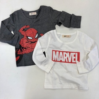 Áo dài tay bé trai - Set 2 áo dài tay Spiderman Hm chất cotton cho bé trai size 2-10 tuổi