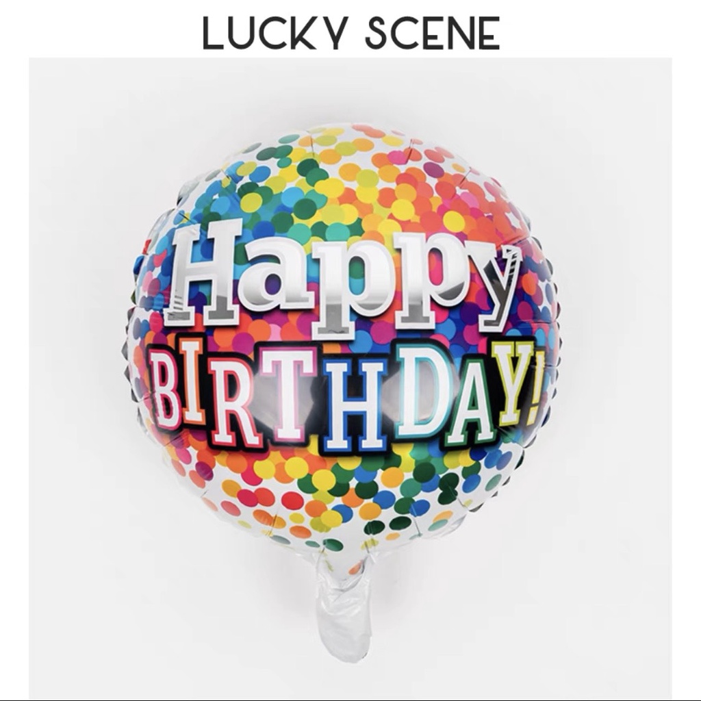 Bóng bay 3D trang trí sinh nhật in hoạ tiết happy birthday tráng nhôm size 18 inch HAPPYKID BBTTSN