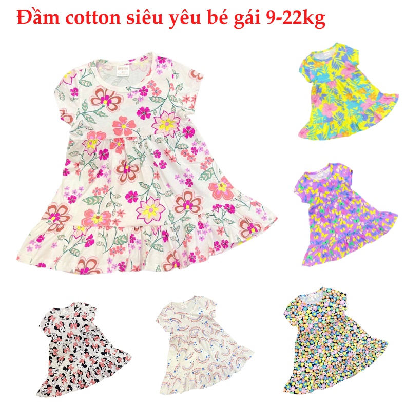 Đầm cotton xuất dư bé gái dáng đuôi cá siêu dễ thương, thoáng mát mùa hè, váy đầm bé gái mềm mịn siêu yêu