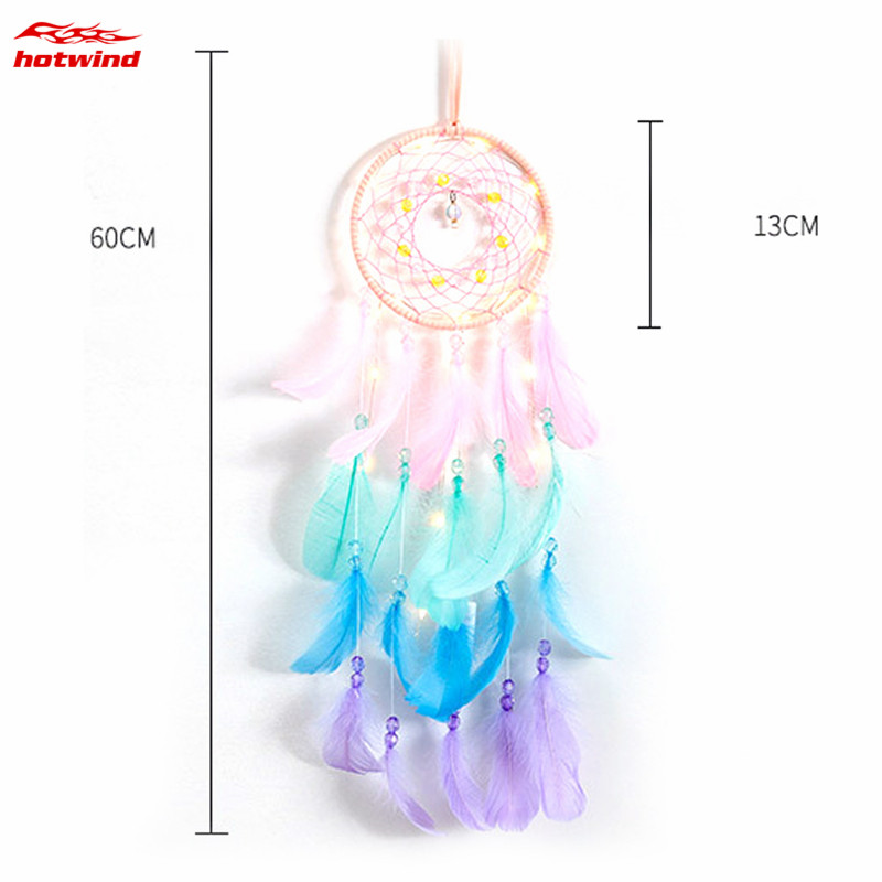 Dreamcatcher tích hợp đèn LED lung linh treo tường trang trí nội thất