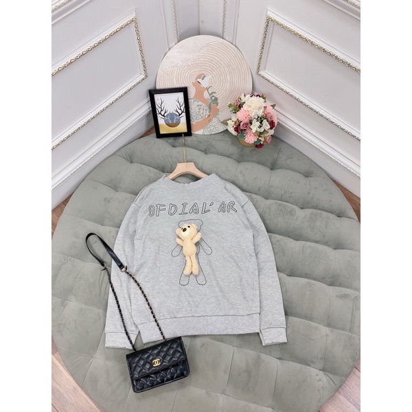 (Ảnh thật) Áo cadigan xám kèm gấu bông siêu xinh | BigBuy360 - bigbuy360.vn