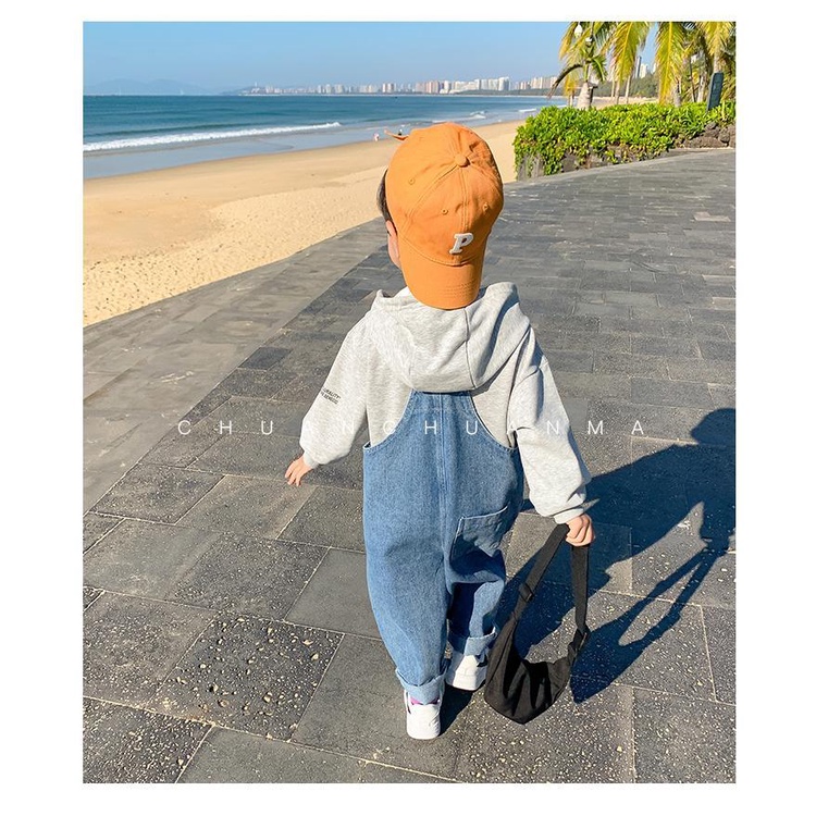 [Babycat] Hàng Có Sẵn Quần Yếm Jean Mỏng Phong Cách Hàn Nhật Mùa Xuân Thu Phong Cách Phương Tây Cá Tính Hợp Xu Hướng Cho Bé Trai