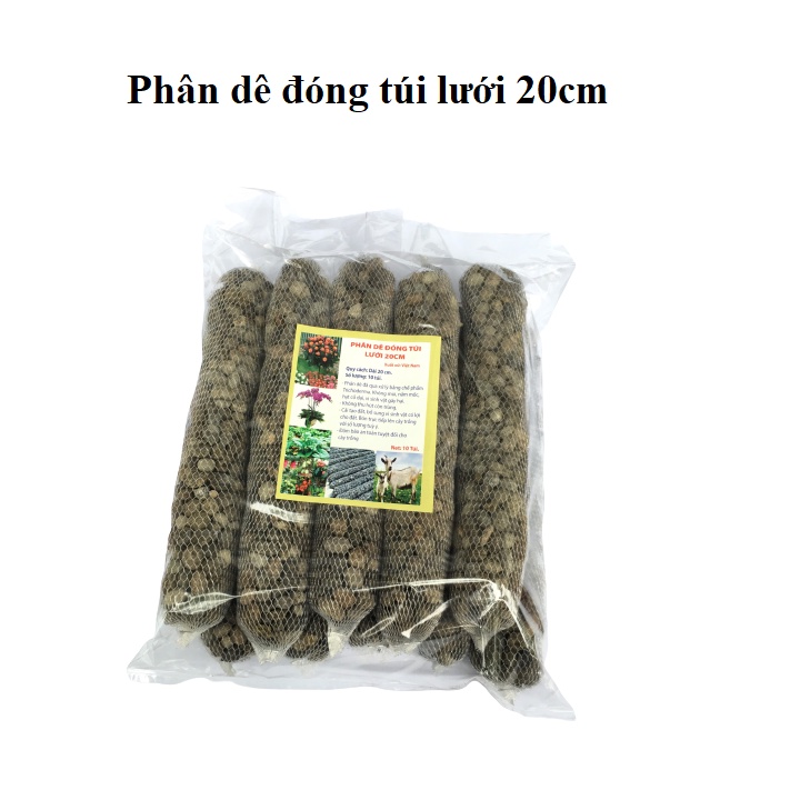 Phân dê đã phơi khô, đóng túi lưới 20cm, bịch 10 gói