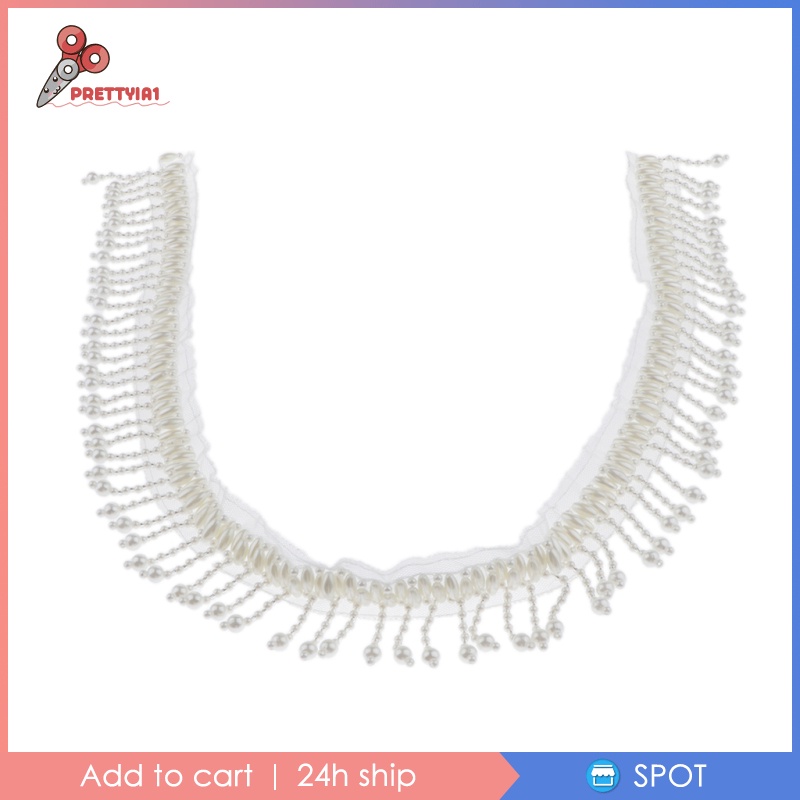 Cuộn Dây Ruy Băng Đính Ngọc Trai Tua Rua Dài 1 Yard Dùng Trang Trí Váy