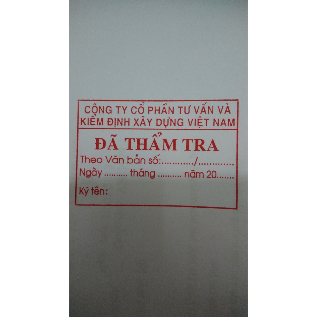 Khắc dấu Đã Thẩm tra xây dựng 40x60mm (Tradat 4927)